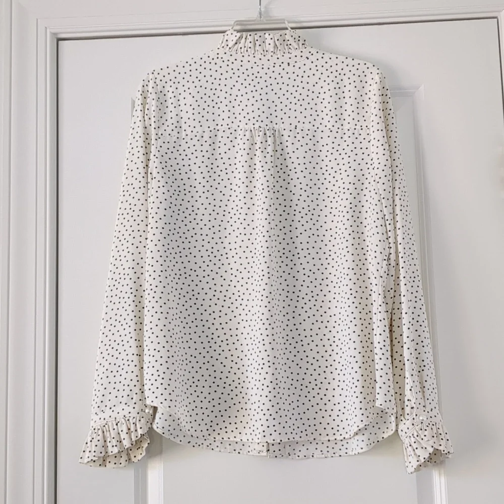 Talbots - Ruffle Trim Blouse - Polka Dot - Picture 4 of 11
